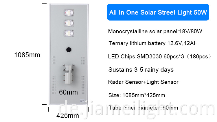Super Bright Motion Sensor 60Watt Integrated Solar LED Street Light Outdoor -Preis im Freien